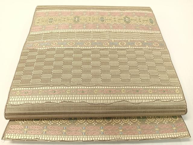 平和屋着物●本場筑前博多織 八寸名古屋帯 横段吉祥文 正絹 逸品 CABG1769vp