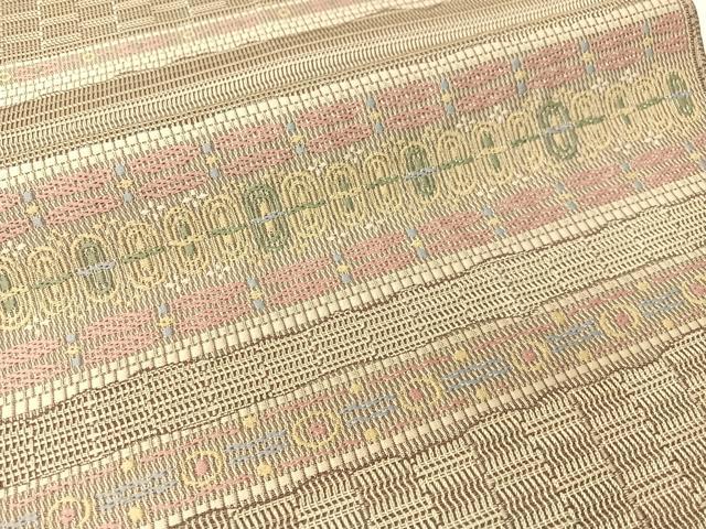 平和屋着物●本場筑前博多織 八寸名古屋帯 横段吉祥文 正絹 逸品 CABG1769vp