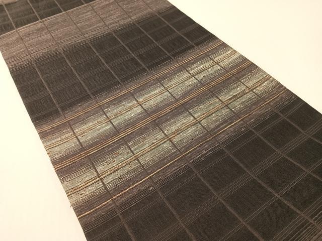 平和屋着物▽両面 全通柄袋帯 スリーシーズン 春夏秋 ぜんまい紬 横段文 正絹 逸品 CABG1770vp