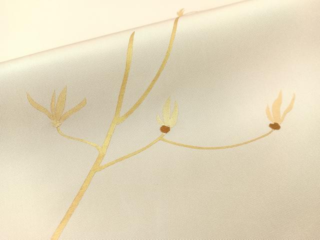 平和屋着物●塩瀬 九寸名古屋帯 竹屋町刺繍 枝花文 金彩 正絹 逸品 CABG1775vp