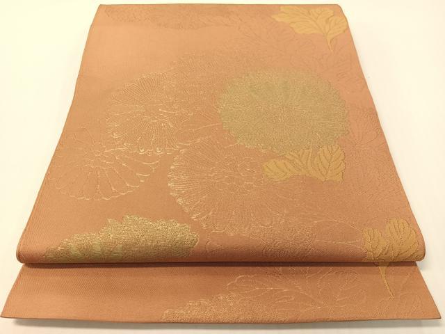 平和屋着物●桝屋高尾 六通柄 本袋帯 菊花文 金糸 正絹 逸品 CABG1780vp