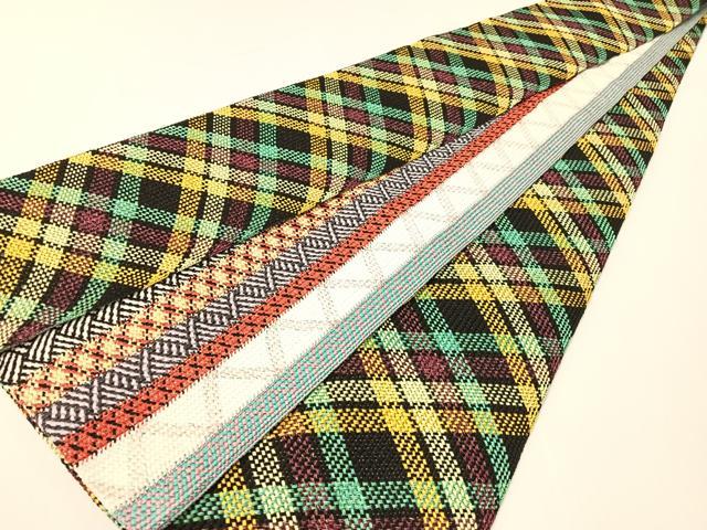 平和屋着物●両面 半幅帯 組織 金糸 さが美扱い 正絹 逸品 CABG1786vp