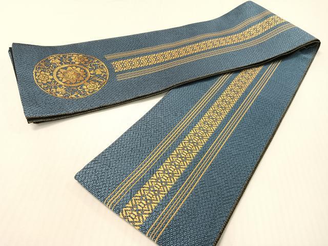 平和屋着物●本場筑前博多織 両面 半幅帯 福絖織物謹製 献上 博多金ラベル 証紙付き 正絹 逸品 未使用 CABG1787vp
