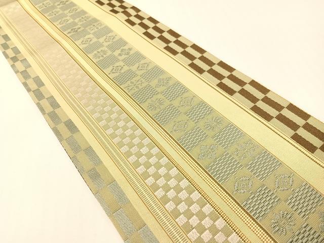 平和屋着物●本場大島紬 龍郷絣 本場筑前博多織 両面 半幅帯 吉祥花文 さが美扱い 正絹 逸品 CABG1793vp
