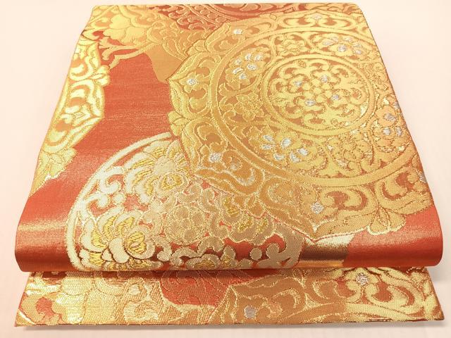 平和屋着物●西陣 川島織物 丸帯 正倉院花文 金糸 三越扱い 正絹 逸品 CABG1802vp