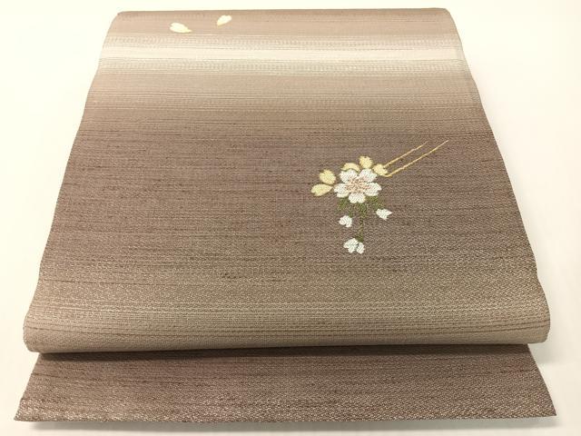 平和屋着物●両面 全通柄袋帯 紬地 花簪 月の満ち欠け 銀通し地 正絹 逸品 未使用 CABG1809vp