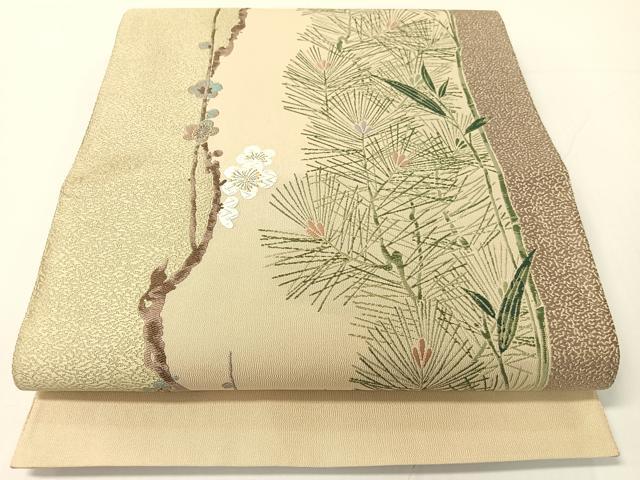 平和屋着物●六通柄袋帯　唐織　松竹梅寿　正絹　逸品　CABG1820vp 平和屋着物○六通柄袋帯 唐織 松竹梅寿 正絹 逸品 CABG1820vp