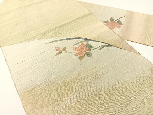 平和屋着物●八寸名古屋帯 紬地 すくい織 草花文 正絹 逸品 CABG1825vp