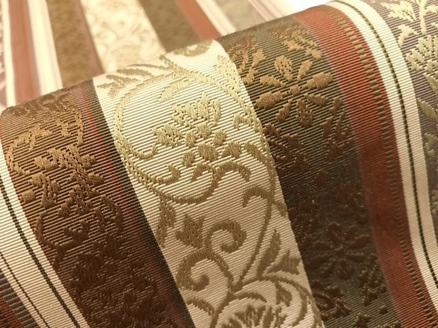 平和屋着物●本場筑前博多織 八寸名古屋帯 更紗唐草間道 正絹 逸品 CABG1845vp