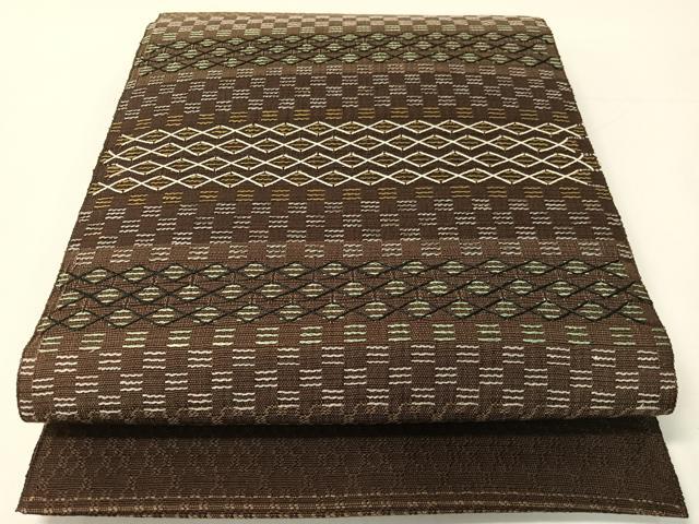 平和屋着物●八寸名古屋帯 紬地 横段文 正絹 逸品 CABG1854vp