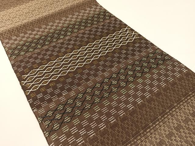 平和屋着物●八寸名古屋帯 紬地 横段文 正絹 逸品 CABG1854vp