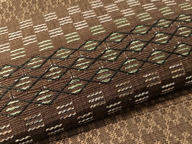 平和屋着物●八寸名古屋帯 紬地 横段文 正絹 逸品 CABG1854vp
