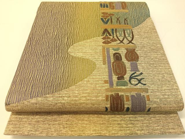 平和屋着物●両方向 太鼓柄袋帯 吉祥花文 やまと誂製 正絹 逸品 CABG1861vp