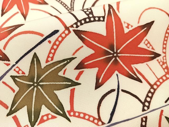 平和屋着物●塩瀬 全通柄 九寸名古屋帯 型染め 青海波舞蝶文 逸品 CABG1882vp