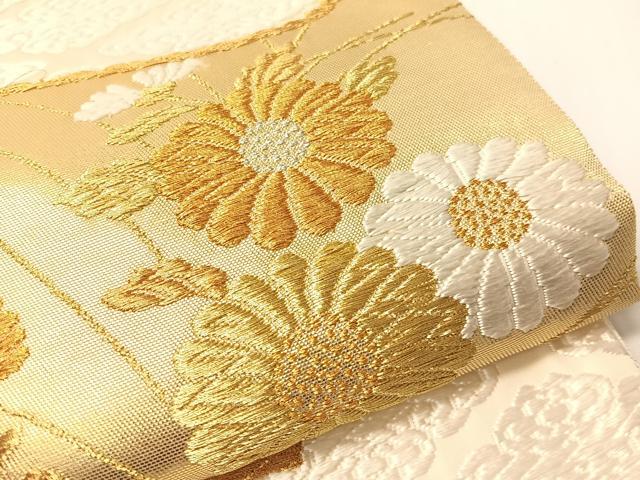 平和屋着物●山口美術織物 唐織の織匠 山口成三郎謹織 六通柄袋帯 唐織 瑞雲蒔絵秋草文 金銀糸 正絹 逸品 未使用 CABG1888vp