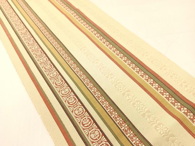 平和屋着物●本場筑前博多織 八寸名古屋帯 市松織 吉祥花間道 正絹 逸品 CABG1899vp