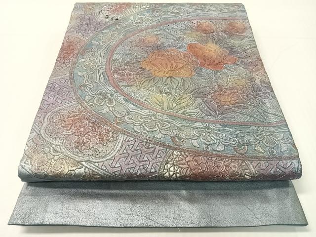 平和屋着物●中国三大刺繍 スワトウ相良刺繍 総刺繍 袋帯 絵皿花文 金彩 正絹 逸品 CABG1900vp
