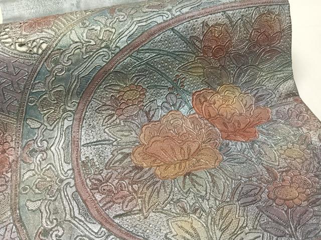 平和屋着物●中国三大刺繍 スワトウ相良刺繍 総刺繍 袋帯 絵皿花文 金彩 正絹 逸品 CABG1900vp