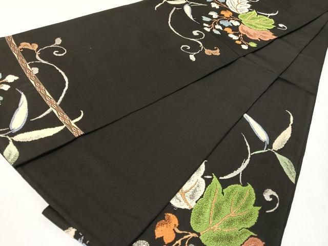 平和屋着物●龍村平蔵製 六通柄 本袋帯 桐竹錦 黒地 金銀糸 正絹 逸品 CABG1921vp