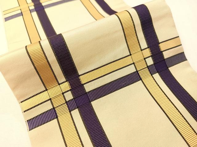 平和屋着物●本場筑前博多織 半幅帯 吉野間道 証紙付き 正絹 逸品 CABG1928vp