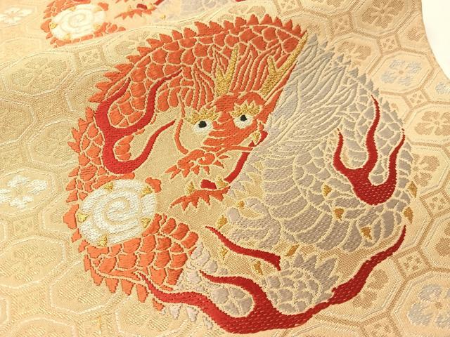 平和屋着物●アンティーク 大正ロマン 六通柄 本袋帯 唐織 雲龍 金銀糸 正絹 逸品 CABG1935vp