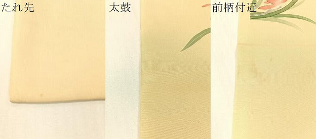 平和屋着物●塩瀬 九寸名古屋帯 手描き 刺繍 草花文 金糸 正絹 逸品 CABG1948vp