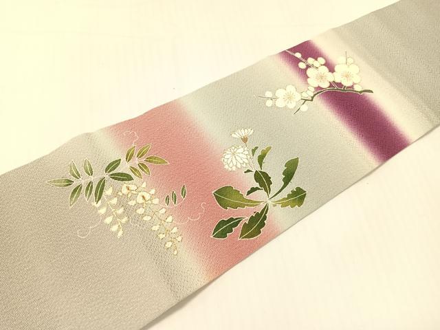 平和屋着物●つけ帯 駒刺繍 草花文 金彩 鬼しぼ縮緬 正絹 逸品 CABG1965vp