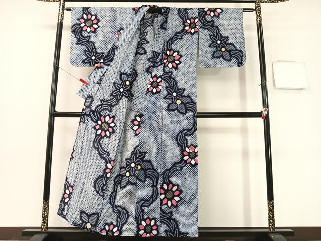 平和屋着物∴夏物 浴衣 有松鳴海絞り 草花文 綿 逸品 CABG1989vp