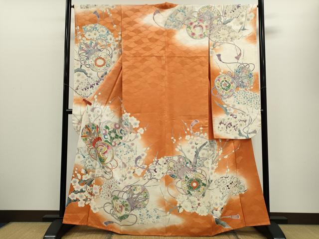 平和屋着物■豪華振袖 駒刺繍 鼓飛鶴枝花文 暈し染め 正絹 逸品 CABG2016ze