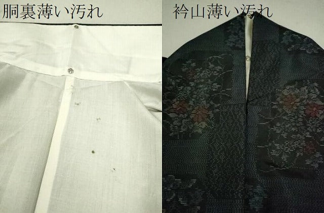 平和屋着物■本場大島紬 色紙重ね衿草花文 正絹 逸品 CABG2043ze