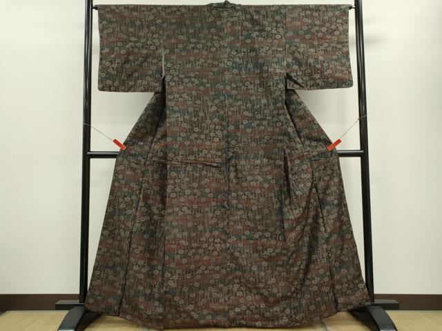 平和屋着物■上質な紬 枝花文 正絹 逸品 CABG2050ze