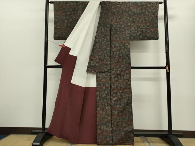 平和屋着物■上質な紬 枝花文 正絹 逸品 CABG2050ze