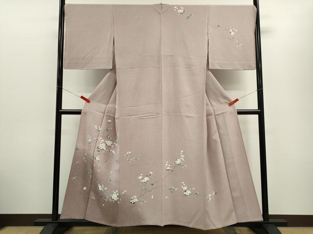 平和屋着物▽訪問着 単衣 友禅 枝花文 たたき染め さが美扱い 正絹 逸品 CABG2073ze
