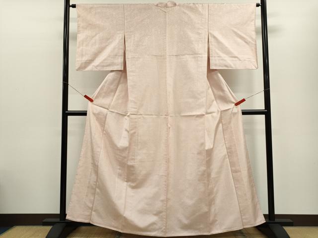 平和屋着物▽上質な紬 単衣 作家物 縞 吉祥地紋 正絹 逸品 CABG2074ze