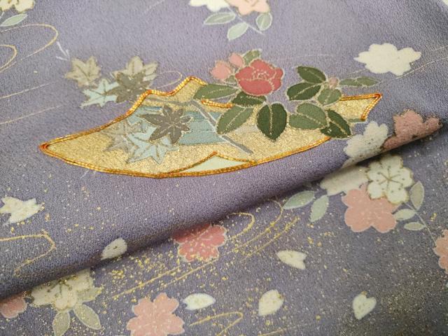 平和屋着物▽訪問着 単衣 駒刺繍 短冊 金彩 正絹 逸品 CABG2077ze