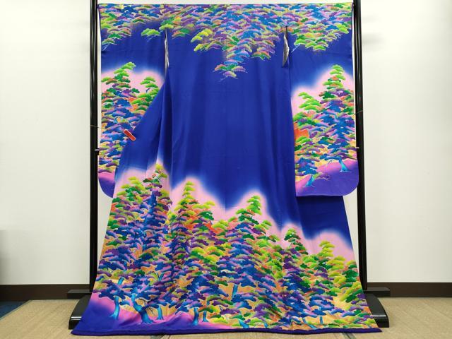 平和屋本店▼本手描友禅作家 秋山章 お引きずり・引き振袖 和装 結婚式 舞妓 芸妓 芸者 衣装 枝松文 暈し染め 金彩 CABG2080ze