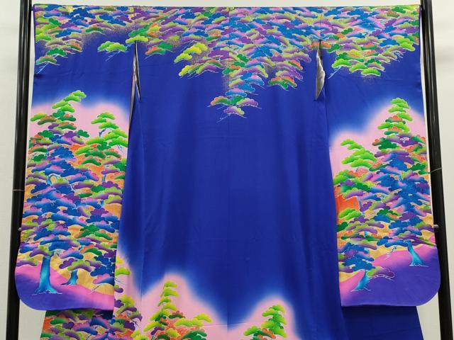 平和屋本店▼本手描友禅作家 秋山章 お引きずり・引き振袖 和装 結婚式 舞妓 芸妓 芸者 衣装 枝松文 暈し染め 金彩 CABG2080ze