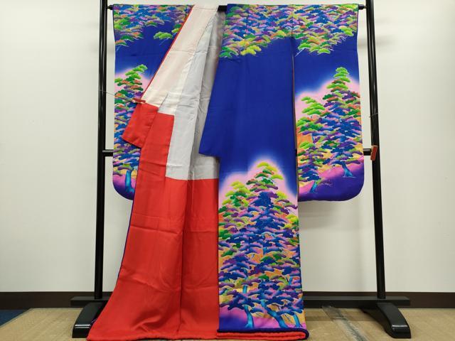 平和屋本店▼本手描友禅作家 秋山章 お引きずり・引き振袖 和装 結婚式 舞妓 芸妓 芸者 衣装 枝松文 暈し染め 金彩 CABG2080ze