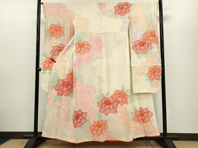 平和屋着物●豪華振袖 総絞り 道長草花文 正絹 逸品 CABG2098ze