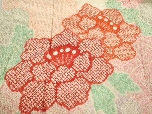 平和屋着物●豪華振袖 総絞り 道長草花文 正絹 逸品 CABG2098ze
