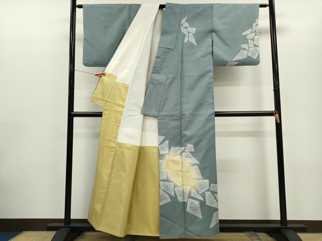 平和屋着物●石川県指定無形文化財 牛首紬 白山工房 手織り 訪問着 作家物 吉祥文 たたき染め 証紙付き 正絹 逸品 CABG2100ze