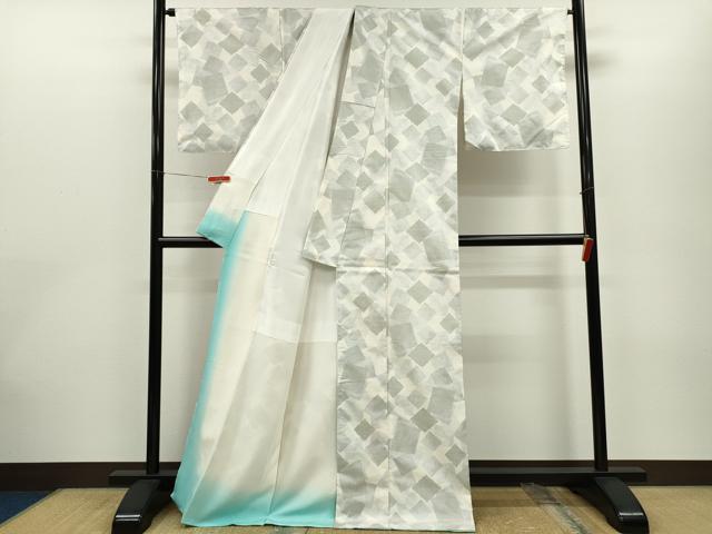 平和屋着物●都喜ヱ門 本場大島紬 白大島 9マルキ 色紙重ね文 証紙付き 藤絹織物謹製 正絹 逸品 未使用 CABG2101ze