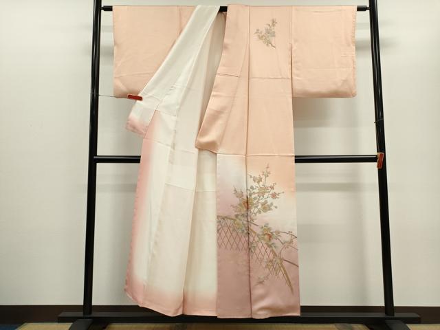 平和屋着物●金彩友禅 卓越技能者・名工・和田光正 訪問着 籬枝花文 暈し染め 金銀彩 正絹 逸品 CABG2110ze