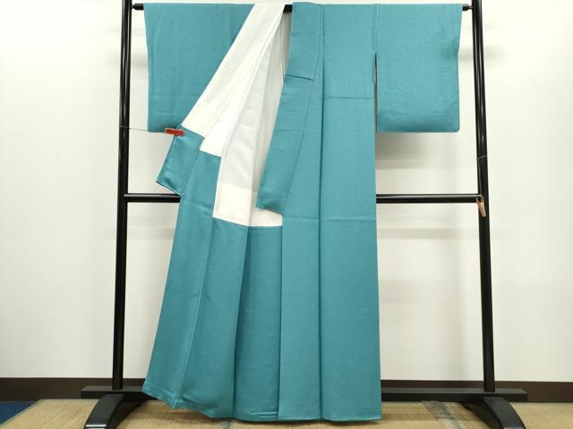 平和屋着物●本草木染作家 瑞寶 色無地 紋意匠 縹色 正絹 逸品 CABG2113ze