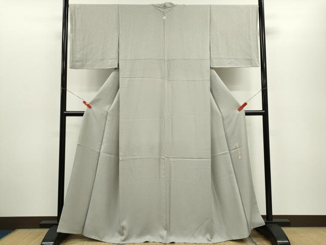 平和屋着物●本草木染作家 瑞寶 色無地 吉祥地紋 白鼠色 正絹 逸品 CABG2115ze