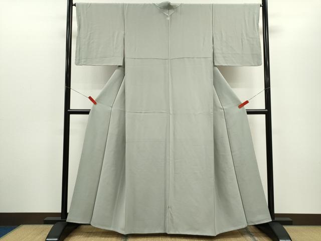 平和屋着物●上質な色無地 湊鼠色 正絹 逸品 CABG2118ze