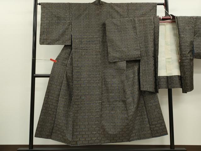 平和屋着物●本場大島紬 龍郷絣 秋名バラ アンサンブル 正絹 逸品 CABG2132ze