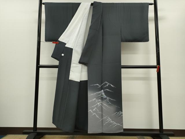 平和屋着物●染色作家 草野一騎 色留袖 手描き 遠山文 暈し染め 銀彩 健勝苑扱い 正絹 逸品 未使用 CABG2134ze
