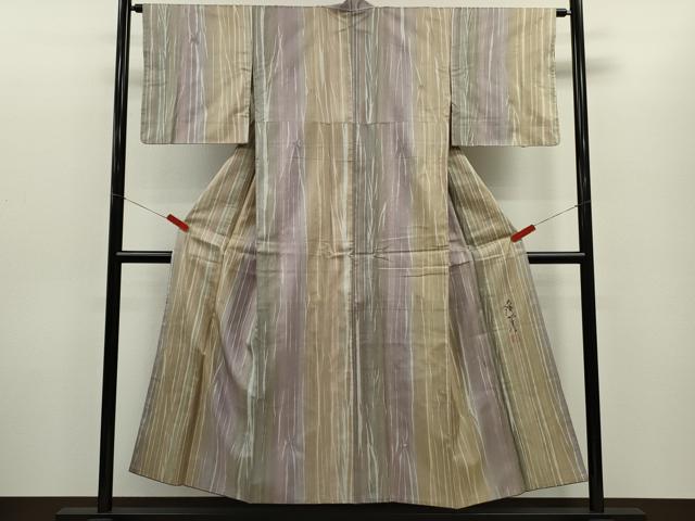 平和屋着物●染色家 岩浅公展 小紋 本場染大島紬地 絞り 杢目文様 暈し染め 正絹 逸品 CABG2137ze