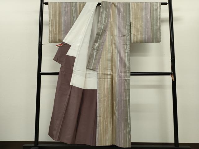 平和屋着物●染色家 岩浅公展 小紋 本場染大島紬地 絞り 杢目文様 暈し染め 正絹 逸品 CABG2137ze